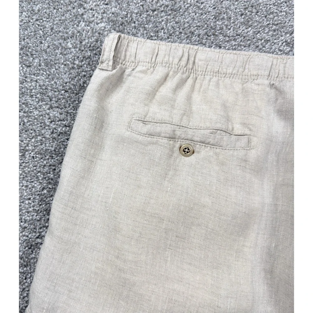 Tommy Bahama Relax Linen Cargo Pants Men XL Beige Drawstring Beach Casual